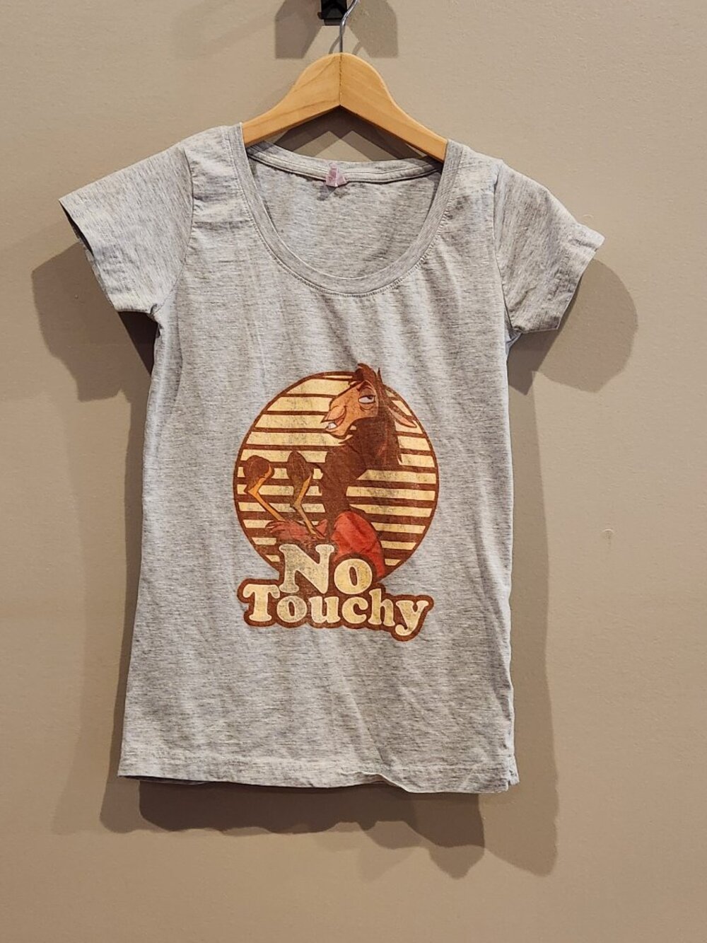 LAT Women's Medium No Touchy Llama Graphic T-Shirt Gray Funny Tee